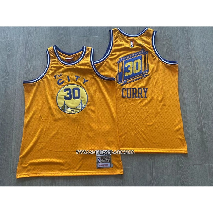 Stephen Curry NO 30 Camiseta Golden State Warriors Mitchell & Ness 2019-20 Amarillo